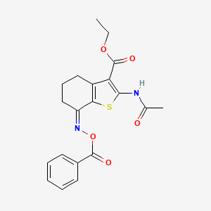 molecular formula C20H20N2O5S B1190048 Ethyl 2-(acetylamino)-7-[(benzoyloxy)imino]-4,5,6,7-tetrahydro-1-benzothiophene-3-carboxylate 
