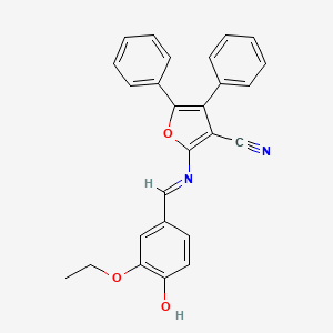 molecular formula C26H20N2O3 B1190058 2-[(3-Ethoxy-4-hydroxybenzylidene)amino]-4,5-diphenyl-3-furonitrile 