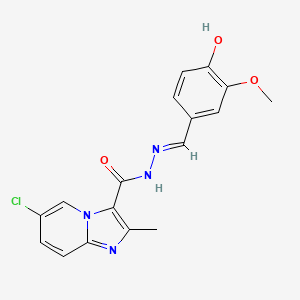 molecular formula C17H15ClN4O3 B1190065 6-chloro-N'-(4-hydroxy-3-methoxybenzylidene)-2-methylimidazo[1,2-a]pyridine-3-carbohydrazide 