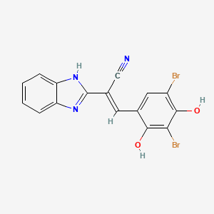 molecular formula C16H9Br2N3O2 B1190066 2-(1H-benzimidazol-2-yl)-3-(3,5-dibromo-2,4-dihydroxyphenyl)acrylonitrile 