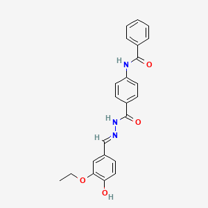 molecular formula C23H21N3O4 B1190076 N-(4-{[2-(3-ethoxy-4-hydroxybenzylidene)hydrazino]carbonyl}phenyl)benzamide 