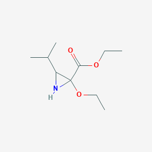 molecular formula C10H19NO3 B11901213 Ethyl 2-ethoxy-3-isopropylaziridine-2-carboxylate 