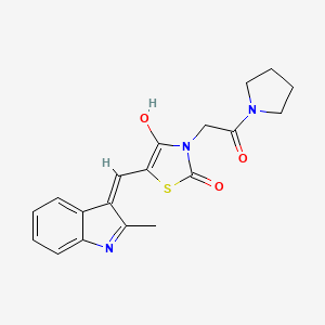 molecular formula C19H19N3O3S B1190152 5-[(2-methyl-1H-indol-3-yl)methylene]-3-[2-oxo-2-(1-pyrrolidinyl)ethyl]-1,3-thiazolidine-2,4-dione 