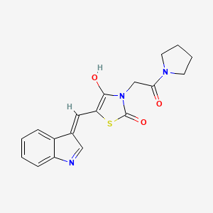 molecular formula C18H17N3O3S B1190153 5-(1H-indol-3-ylmethylene)-3-[2-oxo-2-(1-pyrrolidinyl)ethyl]-1,3-thiazolidine-2,4-dione 