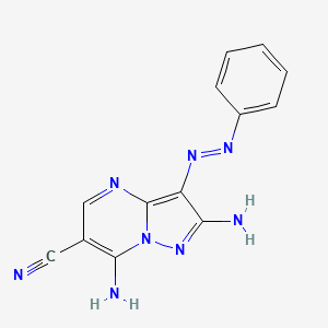 molecular formula C13H10N8 B1190166 2,7-Diamino-3-(phenyldiazenyl)pyrazolo[1,5-a]pyrimidine-6-carbonitrile 