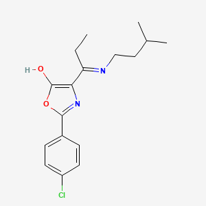 molecular formula C17H21ClN2O2 B1190176 2-(4-chlorophenyl)-4-[1-(isopentylamino)propylidene]-1,3-oxazol-5(4H)-one 