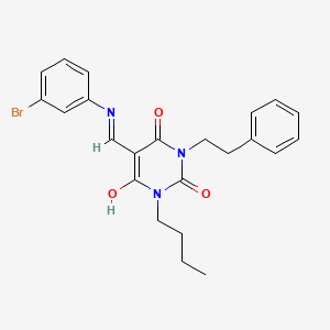 5-[(3-bromoanilino)methylene]-1-butyl-3-(2-phenylethyl)-2,4,6(1H,3H,5H)-pyrimidinetrione