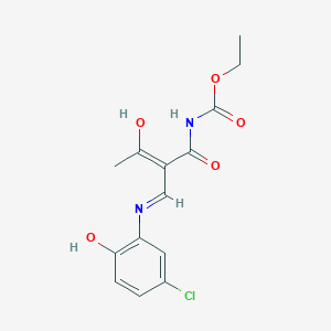 molecular formula C14H15ClN2O5 B1190185 Ethyl 2-acetyl-3-(5-chloro-2-hydroxyanilino)acryloylcarbamate 