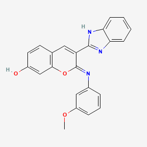 molecular formula C23H17N3O3 B1190190 (2Z)-3-(1H-benzimidazol-2-yl)-2-[(3-methoxyphenyl)imino]-2H-chromen-7-ol 