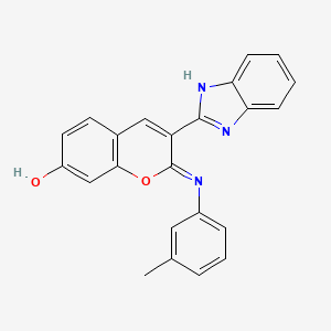 molecular formula C23H17N3O2 B1190192 (2Z)-3-(1H-benzimidazol-2-yl)-2-[(3-methylphenyl)imino]-2H-chromen-7-ol 