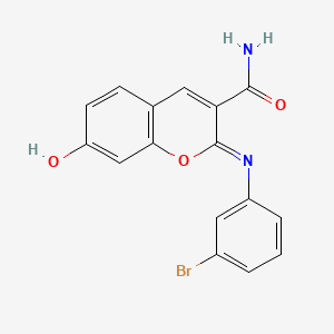 molecular formula C16H11BrN2O3 B1190193 (2Z)-2-[(3-bromophenyl)imino]-7-hydroxy-2H-chromene-3-carboxamide 