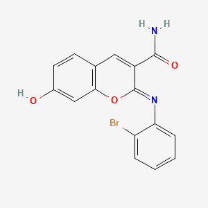molecular formula C16H11BrN2O3 B1190194 (2Z)-2-[(2-bromophenyl)imino]-7-hydroxy-2H-chromene-3-carboxamide 