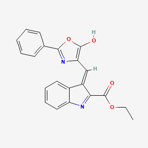 molecular formula C21H16N2O4 B1190200 ethyl 3-[(Z)-(5-oxo-2-phenyl-1,3-oxazol-4(5H)-ylidene)methyl]-1H-indole-2-carboxylate 