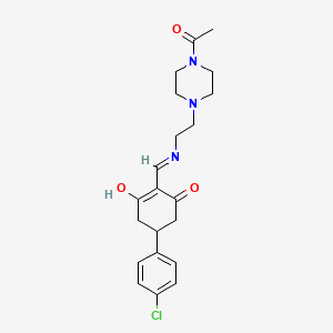 molecular formula C21H26ClN3O3 B1190209 2-({[2-(4-Acetylpiperazin-1-yl)ethyl]amino}methylidene)-5-(4-chlorophenyl)cyclohexane-1,3-dione 
