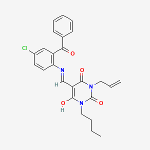 molecular formula C25H24ClN3O4 B1190216 1-allyl-5-[(2-benzoyl-4-chloroanilino)methylene]-3-butyl-2,4,6(1H,3H,5H)-pyrimidinetrione 