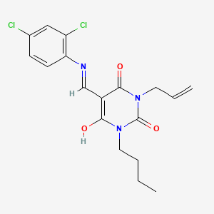 molecular formula C18H19Cl2N3O3 B1190218 1-allyl-3-butyl-5-[(2,4-dichloroanilino)methylene]-2,4,6(1H,3H,5H)-pyrimidinetrione 