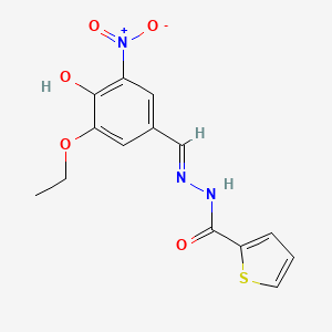 molecular formula C14H13N3O5S B1190268 N'-{3-ethoxy-4-hydroxy-5-nitrobenzylidene}-2-thiophenecarbohydrazide 