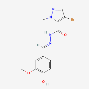 molecular formula C13H13BrN4O3 B1190322 4-bromo-N'-(4-hydroxy-3-methoxybenzylidene)-1-methyl-1H-pyrazole-5-carbohydrazide 