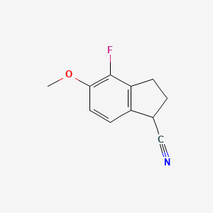 molecular formula C11H10FNO B11903361 4-Fluoro-5-methoxy-2,3-dihydro-1H-indene-1-carbonitrile 