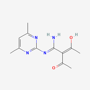 molecular formula C12H16N4O2 B1190355 3-{Amino[(4,6-dimethyl-2-pyrimidinyl)amino]methylene}-2,4-pentanedione 