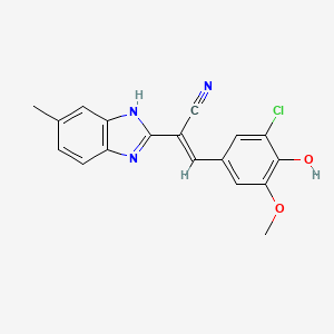molecular formula C18H14ClN3O2 B1190385 3-(3-chloro-4-hydroxy-5-methoxyphenyl)-2-(6-methyl-1H-benzimidazol-2-yl)acrylonitrile 