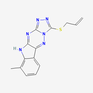 molecular formula C14H12N6S B1190388 3-(allylthio)-9-methyl-10H-[1,2,4]triazolo[4',3':2,3][1,2,4]triazino[5,6-b]indole 