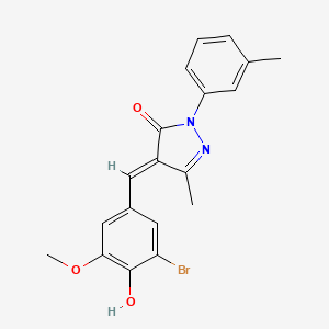 molecular formula C19H17BrN2O3 B1190390 4-(3-bromo-4-hydroxy-5-methoxybenzylidene)-5-methyl-2-(3-methylphenyl)-2,4-dihydro-3H-pyrazol-3-one 