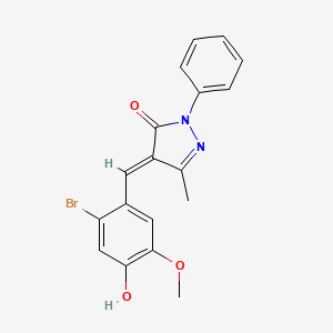 molecular formula C18H15BrN2O3 B1190400 4-(2-bromo-4-hydroxy-5-methoxybenzylidene)-5-methyl-2-phenyl-2,4-dihydro-3H-pyrazol-3-one 