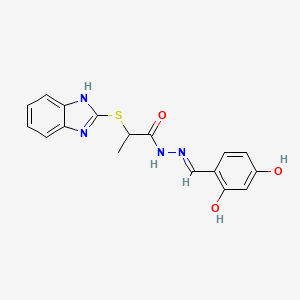 molecular formula C17H16N4O3S B1190409 2-(1H-benzimidazol-2-ylsulfanyl)-N'-(2,4-dihydroxybenzylidene)propanohydrazide 