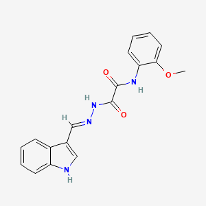molecular formula C18H16N4O3 B1190410 2-[2-(1H-indol-3-ylmethylene)hydrazino]-N-(2-methoxyphenyl)-2-oxoacetamide 