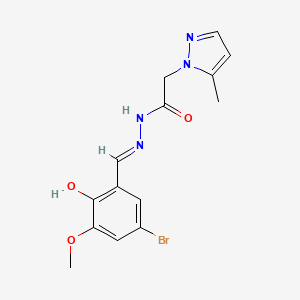 molecular formula C14H15BrN4O3 B1190411 N'-(5-bromo-2-hydroxy-3-methoxybenzylidene)-2-(5-methyl-1H-pyrazol-1-yl)acetohydrazide 