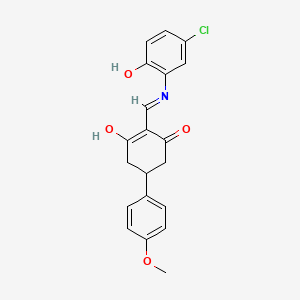molecular formula C20H18ClNO4 B1190416 2-[(5-Chloro-2-hydroxyanilino)methylene]-5-(4-methoxyphenyl)-1,3-cyclohexanedione 