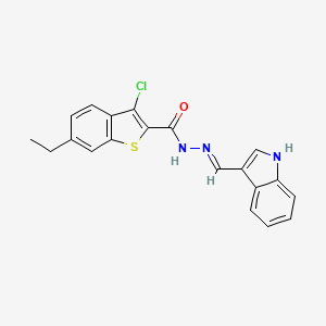 molecular formula C20H16ClN3OS B1190428 3-氯-6-乙基-N'-(1H-吲哚-3-亚甲基)-1-苯并噻吩-2-甲酰肼 