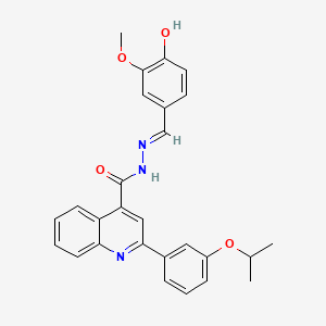 molecular formula C27H25N3O4 B1190438 N'-(4-hydroxy-3-methoxybenzylidene)-2-(3-isopropoxyphenyl)-4-quinolinecarbohydrazide 