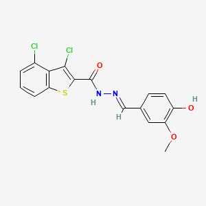 molecular formula C17H12Cl2N2O3S B1190439 3,4-dichloro-N'-(4-hydroxy-3-methoxybenzylidene)-1-benzothiophene-2-carbohydrazide 
