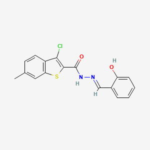 molecular formula C17H13ClN2O2S B1190443 3-chloro-N'-(2-hydroxybenzylidene)-6-methyl-1-benzothiophene-2-carbohydrazide 