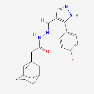 molecular formula C22H25FN4O B1190464 2-(1-adamantyl)-N'-{[3-(4-fluorophenyl)-1H-pyrazol-4-yl]methylene}acetohydrazide 