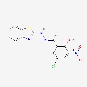 molecular formula C14H9ClN4O3S B1190490 5-Chloro-2-hydroxy-3-nitrobenzaldehyde 1,3-benzothiazol-2-ylhydrazone 