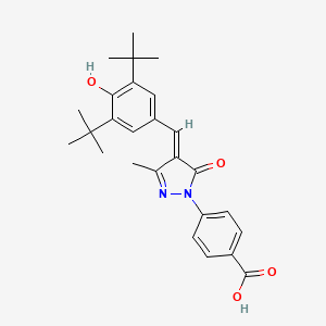 molecular formula C26H30N2O4 B1190543 4-[4-(3,5-ditert-butyl-4-hydroxybenzylidene)-3-methyl-5-oxo-4,5-dihydro-1H-pyrazol-1-yl]benzoic acid 