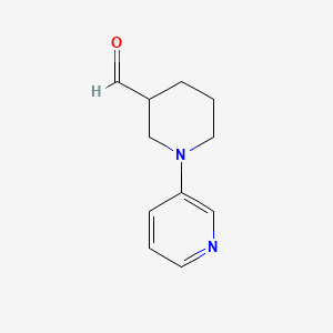 molecular formula C11H14N2O B11905639 1-(Pyridin-3-yl)piperidine-3-carbaldehyde 