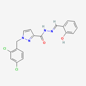 molecular formula C18H14Cl2N4O2 B1190574 1-(2,4-dichlorobenzyl)-N'-(2-hydroxybenzylidene)-1H-pyrazole-3-carbohydrazide 