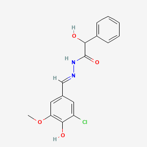 molecular formula C16H15ClN2O4 B1190578 N'-(3-chloro-4-hydroxy-5-methoxybenzylidene)-2-hydroxy-2-phenylacetohydrazide 
