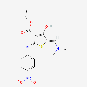 Ethyl 5-[(dimethylamino)methylene]-2-{4-nitroanilino}-4-oxo-4,5-dihydro-3-thiophenecarboxylate
