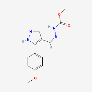 molecular formula C13H14N4O3 B1190610 methyl (2Z)-2-{[3-(4-methoxyphenyl)-1H-pyrazol-4-yl]methylidene}hydrazinecarboxylate 