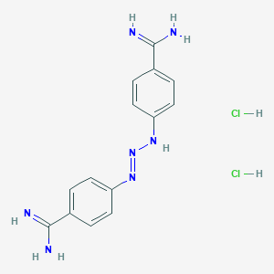 molecular formula C₁₄H₁₇Cl₂N₇ B119062 Benzenecarboximidamide, 4,4'-(1-triazene-1,3-diyl)bis-, dihydrochloride CAS No. 31384-83-5