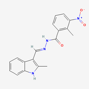 molecular formula C18H16N4O3 B1190659 3-nitro-2-methyl-N'-[(2-methyl-1H-indol-3-yl)methylene]benzohydrazide 