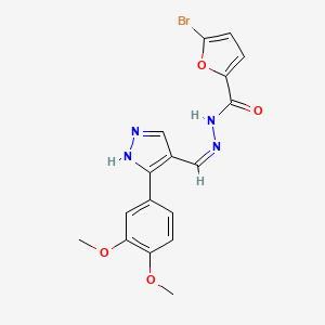 molecular formula C17H15BrN4O4 B1190720 5-bromo-N'-{[3-(3,4-dimethoxyphenyl)-1H-pyrazol-4-yl]methylene}-2-furohydrazide 