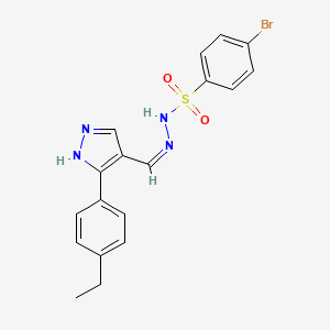 molecular formula C18H17BrN4O2S B1190731 4-bromo-N'-{[3-(4-ethylphenyl)-1H-pyrazol-4-yl]methylene}benzenesulfonohydrazide 