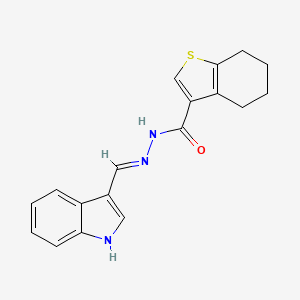 molecular formula C18H17N3OS B1190746 N'-(1H-indol-3-ylmethylene)-4,5,6,7-tetrahydro-1-benzothiophene-3-carbohydrazide 