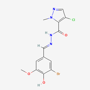 molecular formula C13H12BrClN4O3 B1190750 N'-(3-bromo-4-hydroxy-5-methoxybenzylidene)-4-chloro-1-methyl-1H-pyrazole-5-carbohydrazide 